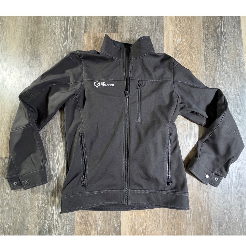 KUHL Softshell Jacket Mens S Black GP Transco Logo Fleece Lined Full Zip